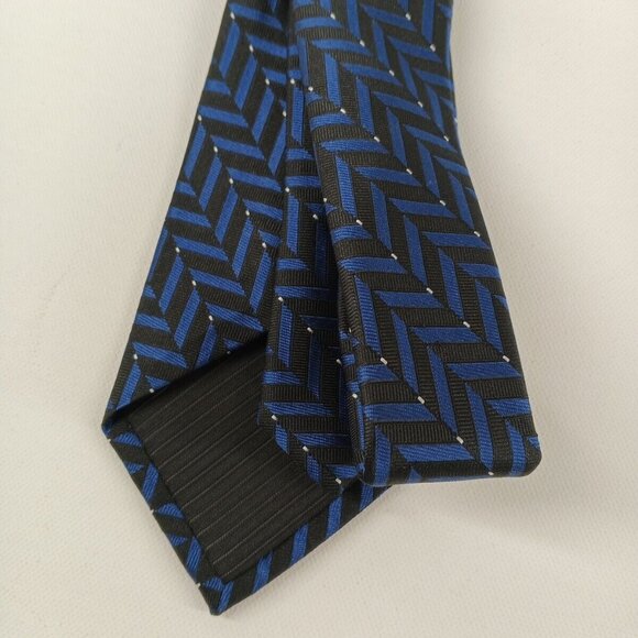 NWT $55 Alfani Devon Men's Formal Necktie Silk Blend Jacquard Blue Black One Sz - Picture 7 of 10